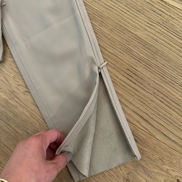 Zara Light Tan Faux Leather Trousers - Picture 2 of 4